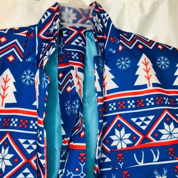 Men's Suitmeister Slim-Fit Nordic Christmas Blue Blazer - Picture 11 of 14